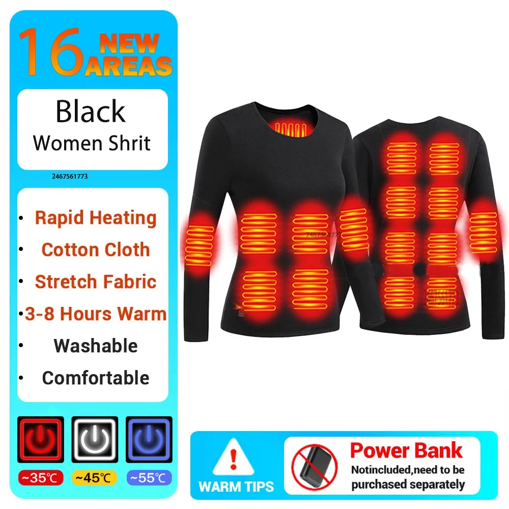 New Winter Heated Underwear Men Heating Jacket Skiwear Heated Winter Sports Thermal Underwear Electric Heated Clothing Women