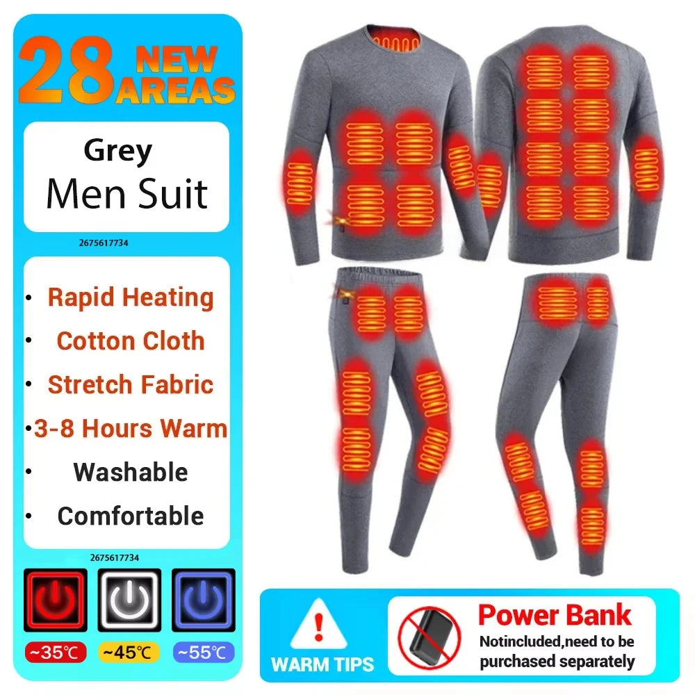 New Winter Heated Underwear Men Heating Jacket Skiwear Heated Winter Sports Thermal Underwear Electric Heated Clothing Women