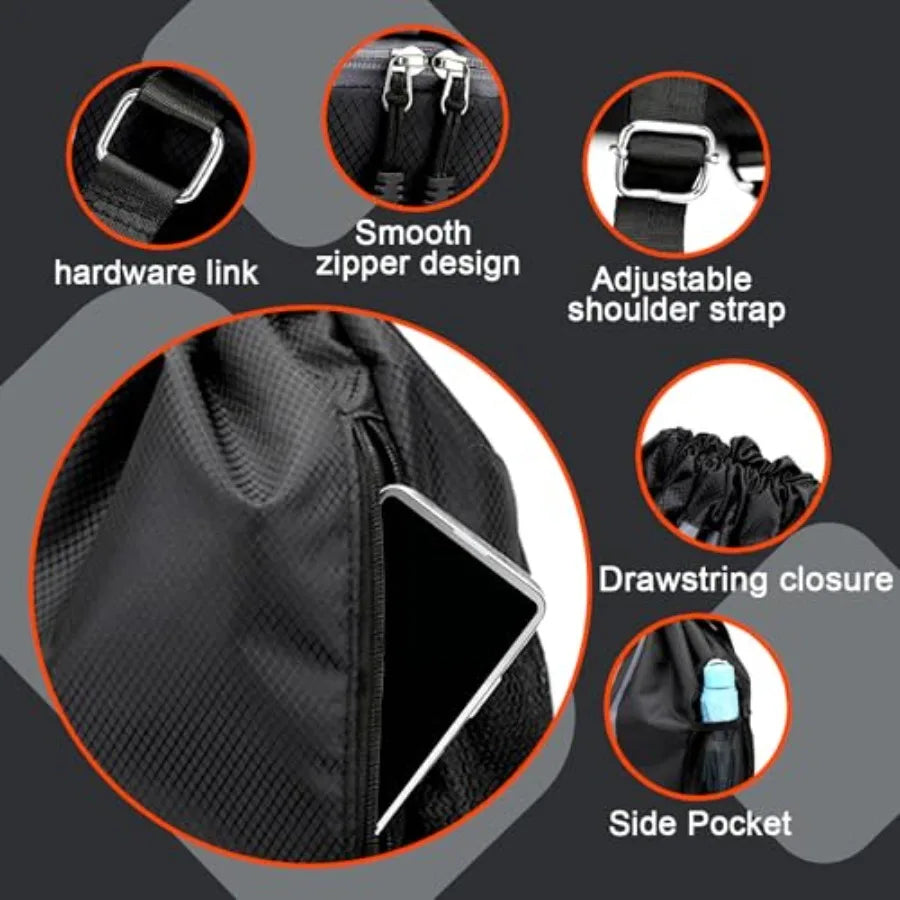 Football Boot Bag, Sports Kit Gym Sack Swimming PE Large Drawstring Bag Unisex With Wet And Dry Separation, Waterproof Gym Bag