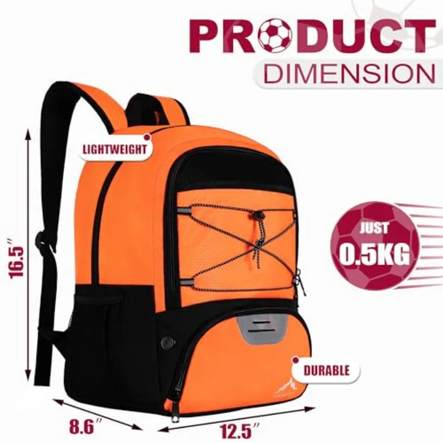 Soccer Backpack, Separate Cleat Compartment Football, Volleyball, Handball, nylon fabrics, lightweight