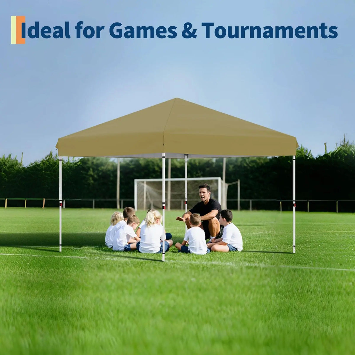 10'x10' Instant Pop Up Canopy with Single Sidewall, One Push Setup, 3 Height Settings, Wheeled Bag and 4 Sand Weight Bags