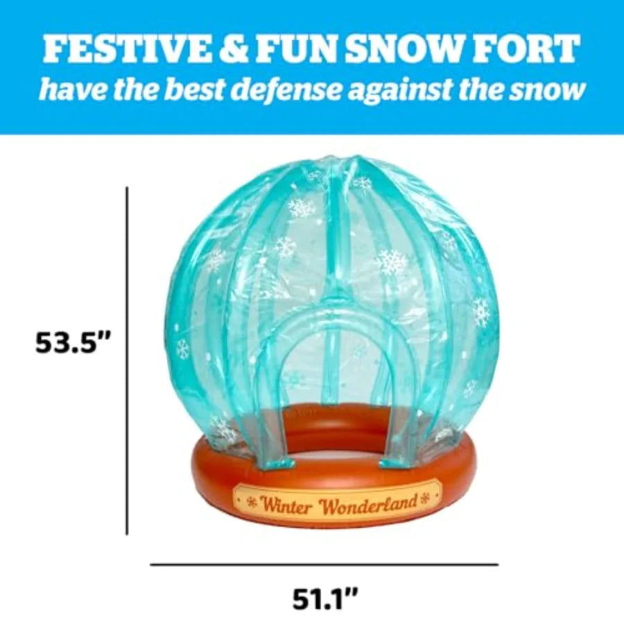 Inflatable Snow Globe - Outdoor Indoor Christmas Decorations for Yard, Room - PVC, White Blue - Easy Inflation, Durable Reusabl
