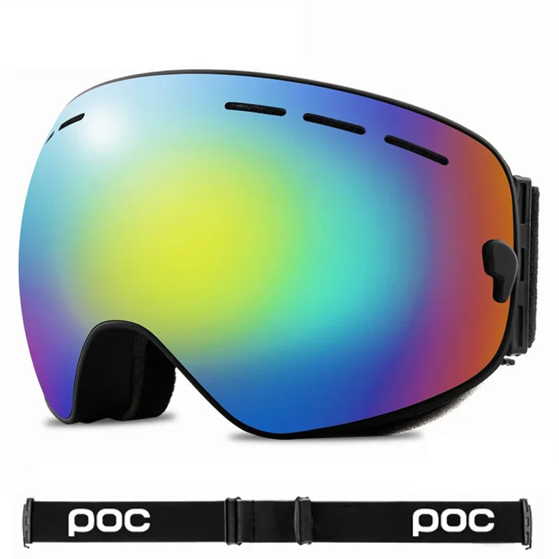 New POC Double Layer Anti-Fog Ski Goggles.Fully Coated Ski Mountaineering Protective Eyewear, Winter Sports Protective Equipment