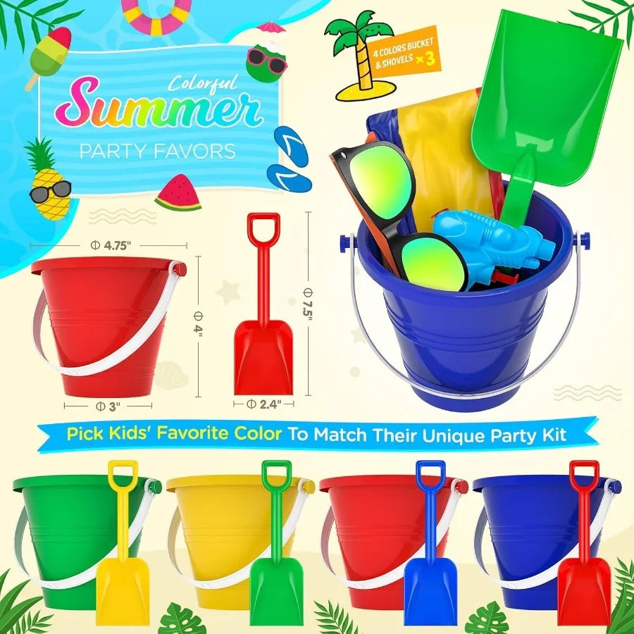 Pool Party Favors Beach Party Favors 60 PCS Pool Toys For Ages 38 Beach Balls Bulk Sand Bucket and Shovels Set Sunglasses Bulk
