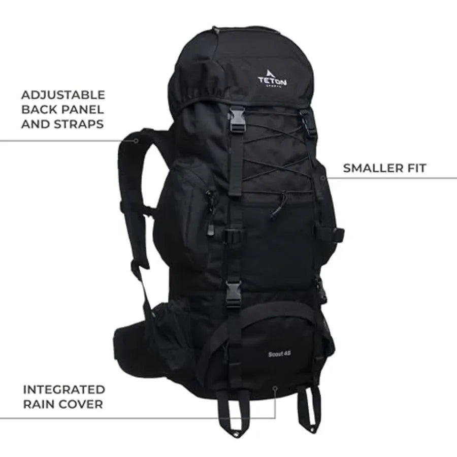 Teton 55L Scout Internal Frame Backpack for Hiking Camping Backpacking Travel Rain Cover Included Huckleberry