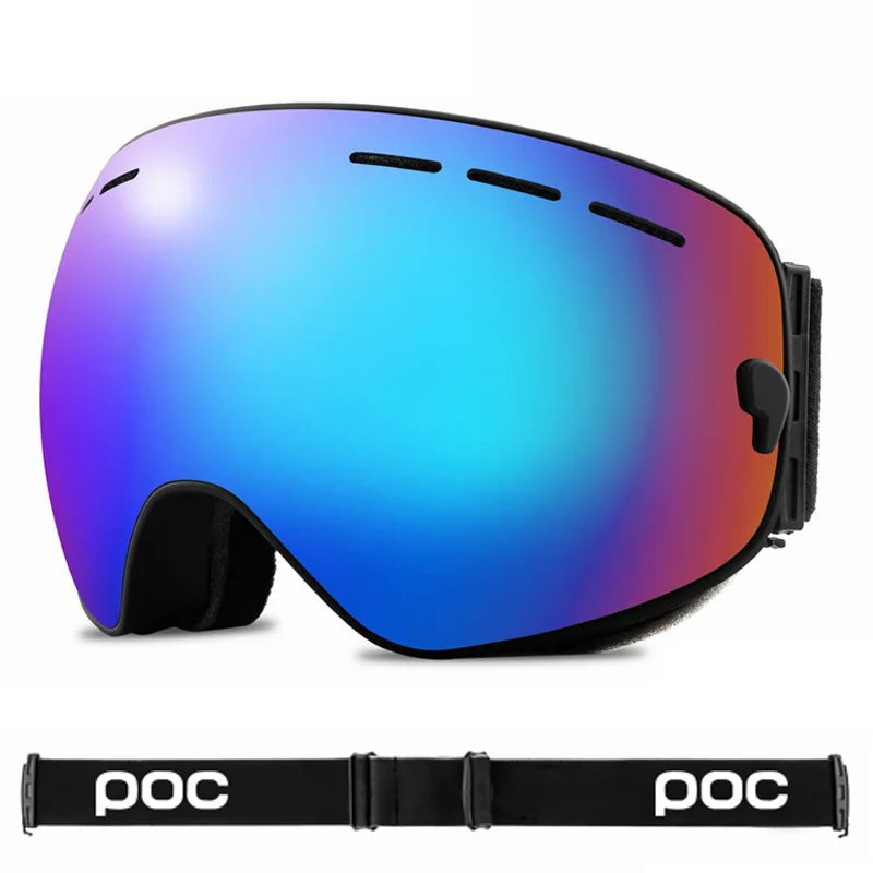 New POC Double Layer Anti-Fog Ski Goggles.Fully Coated Ski Mountaineering Protective Eyewear, Winter Sports Protective Equipment