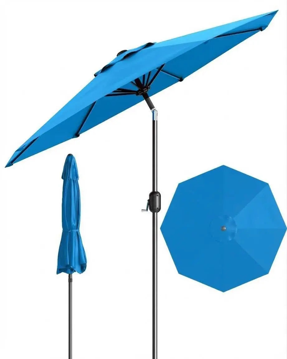 9FT Patio Umbrella Outdoor with Crank & Tilt, Waterproof UV Resistant Sun Shade for Table with 4-6 Chairs, Fiberglass Ribs for Backyard, Pool, Restaurant
