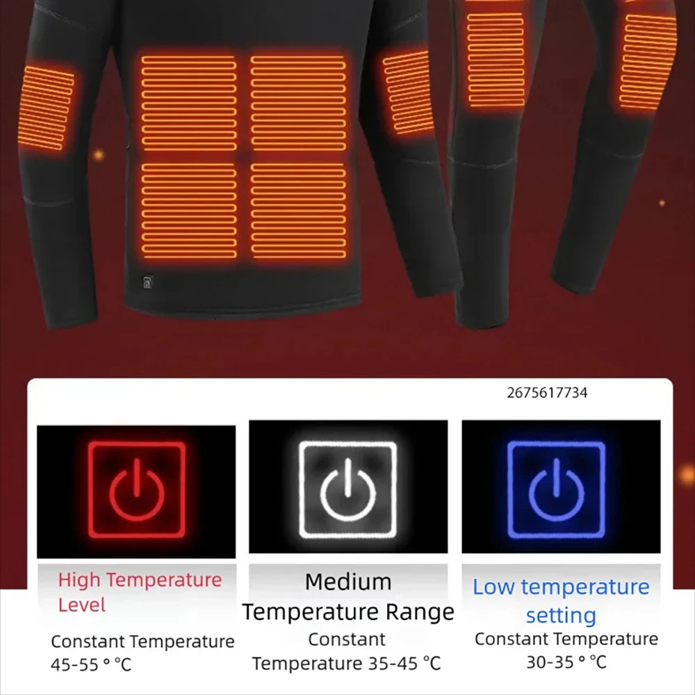 New Winter Heated Underwear Men Heating Jacket Skiwear Heated Winter Sports Thermal Underwear Electric Heated Clothing Women