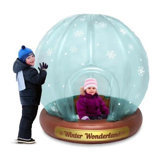 Inflatable Snow Globe - Outdoor Indoor Christmas Decorations for Yard, Room - PVC, White Blue - Easy Inflation, Durable Reusabl